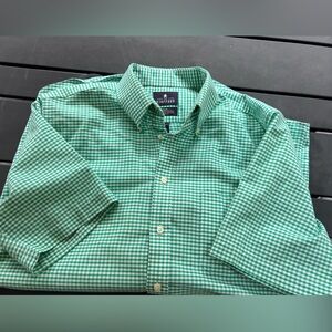 Green gingham short sleeve shirt